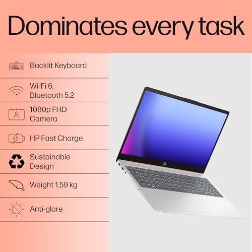 HP 15, 13th Gen Intel Core i5-1334U Laptop (8GB RAM, 512GB SSD), Anti-Glare, 15.6"/39.6cm, FHD, Win 11, MS Office 2021, + HP Care Pack 2 Years Additional Warranty with Onsite Support