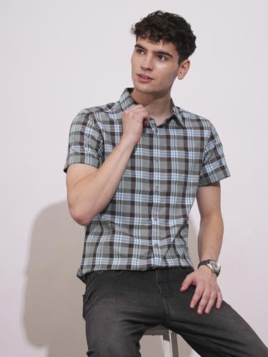 Being Human Brown Slim Fit Regular Collar Men's Shirt Clothing