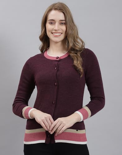 Monte Carlo Purple Wine Mix Solid Round Neck Sweater