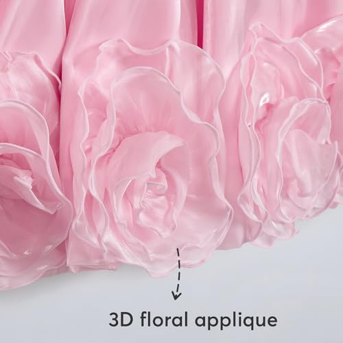 Hopscotch Girls Pink Sleeveless 3D Floral Party Dress with Headband for Age (4-5 Years)