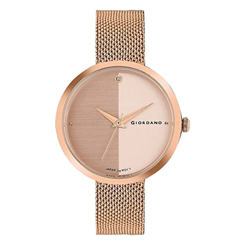 Giordano Eleganza Collection Analog Wrist Watch for Women with Color Variant, Stylish Wired Metal Mesh Band| Ladies | Girls - GD-4062