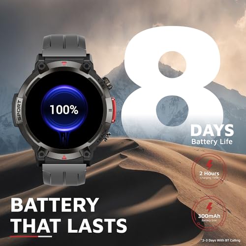 Cult Ranger XR1-1.43" AMOLED Display,Outdoor Rugged Smartwatch for Men, Bluetooth Calling, 8 Days Battery, Continous Heart Rate,100+ Sports Mode, Live Cricket Score, Built-in Flashlight, Free Strap