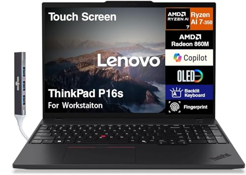 Lenovo ThinkPad P16s Mobile Laptop 16.0" 4K (AMD Ryzen AI 7 350, 64GB DDR5, 2TB PCIe SSD, AMD Radeon 860M, Win 11 Pro) w/DKZ USB Port Expander