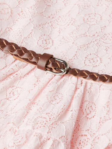 Max Girls Lace Dress with Belt (Pink_3-4 Y)