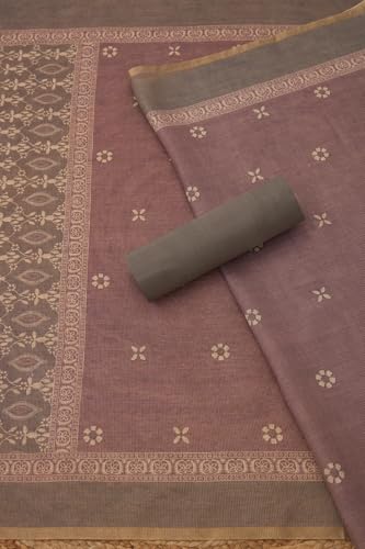 Soch Womens Grey Linen Shimmer Ethnic Motifs Unstitch Dress Material With Faux Mirror