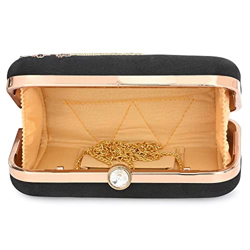 For The Beautiful You Black Embroidered Car Women's Clutch