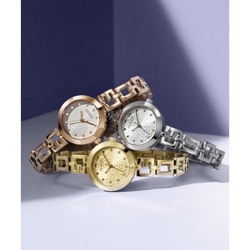 Guess Gb Lady G Analog Watch for Women with Silver Round Dial & Silver Stainless Steel Bracelet Band Water Resistant Women's Wrist Watches - GW0549L1