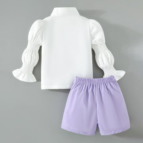 Hopscotch Girls Full Sleeves White 2-Pc Floral Applique Blouse & Skort For Age (5-6 Years)