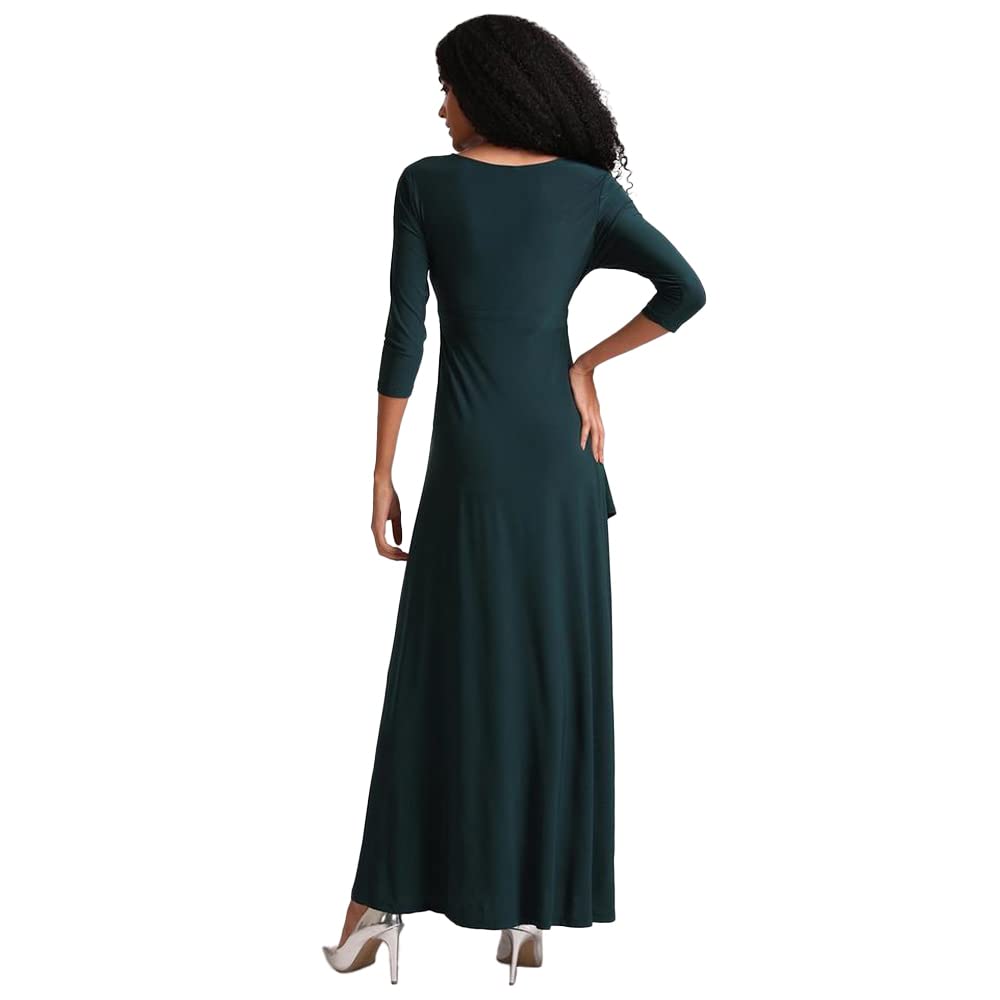 Kazo Embellished Polyester Blend Round Neck Women's Maxi Dress (Green,Small)