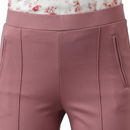 Latin Quarters Women Solid Pink Full Length Stretchable Trouser_L