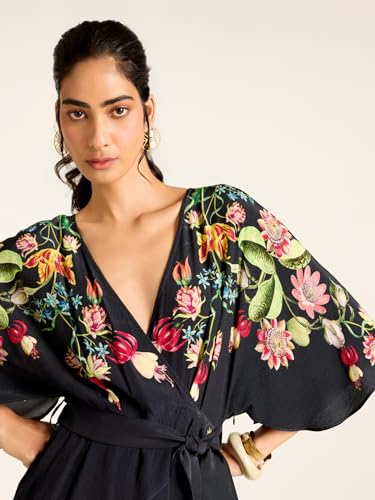 Label RITU KUMAR Black Beth Printed Short Dress