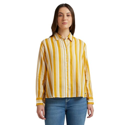 Pepe Jeans Women's Relaxed Fit Shirt (PL305065_Mustard Brown