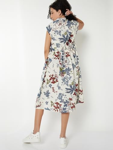 Max Kalki x Max Women Printed Midi Dress (Beige_XL)