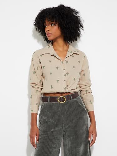 Max Alaya F x URB_N Women Embroidered Shirt (Beige_S)