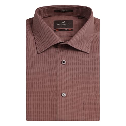 blackberrys Men Rust Non Iron India Slim Fit Shirt | Solid Rust Shirt with Full Sleeves, Tailored Fit and Neat Appearance Suitable for Formal and Workwear Styling | Size 46