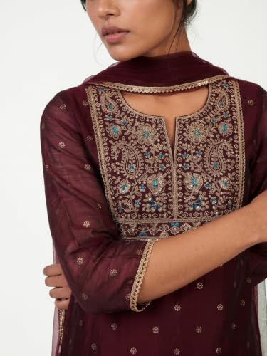 Max Women Embroidered Sharara Kurta Set (Red_XXL)