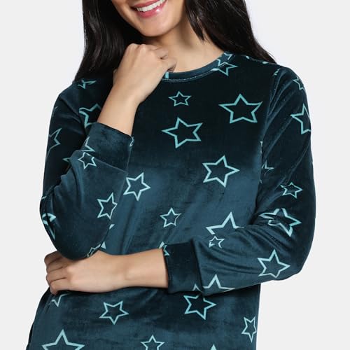 Zivame Velour Loungewear Set, Dark Sea, XXL
