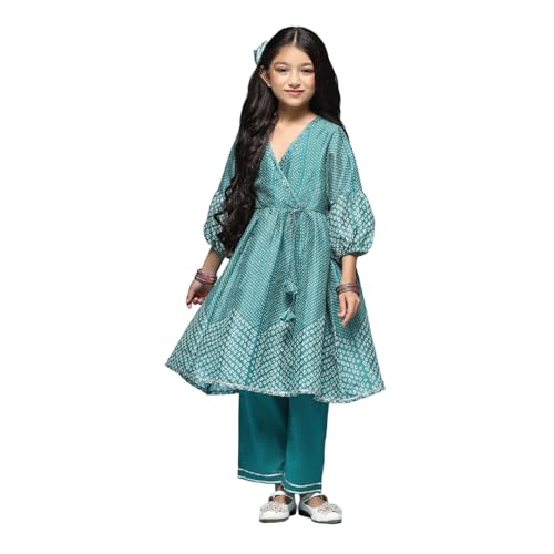 BIBA GIRL PRINTED GATHERED KID(KW5614_GREEN_13)