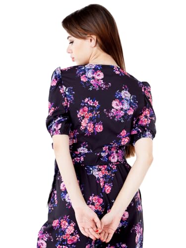 Zink London Women's Black Printed Wrap Top