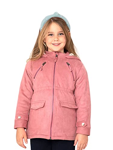 Cherry Crumble Peach Solid Polyester Full Sleeves Hooded Casual Wear Regular Fit Winter Jacket For Girls