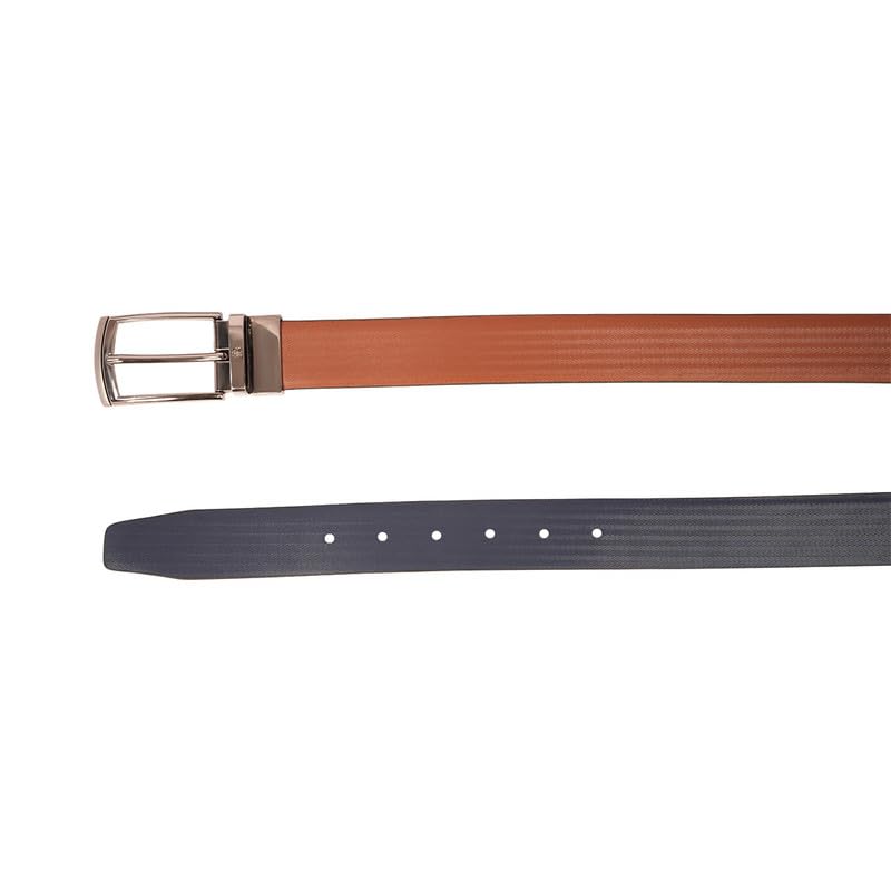 UNITED COLORS OF BENETTON Men Leather Reversible Belt - Tan+Navy, Xl 1.10M | Semi Formal Wearability | Pin Closure | 42-44 Waist Size | Solid Pattern