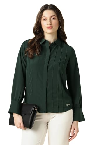 Women Green Solid Long Sleeves Shirt