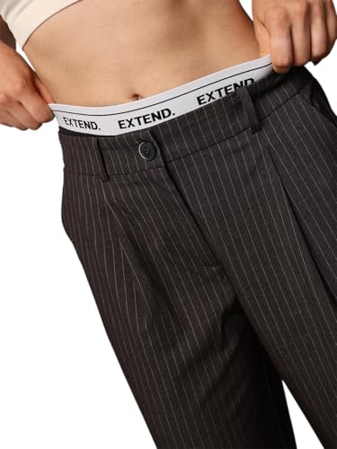 ONLY Women Regular Fit High-Rise Grey Pants