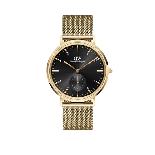 Daniel Wellington Classic Analog Watch for Man with Black Round Dial & Gold Stainless Steel Bracelet Band Water Resistant Men's Wrist Watches - DW00100713K