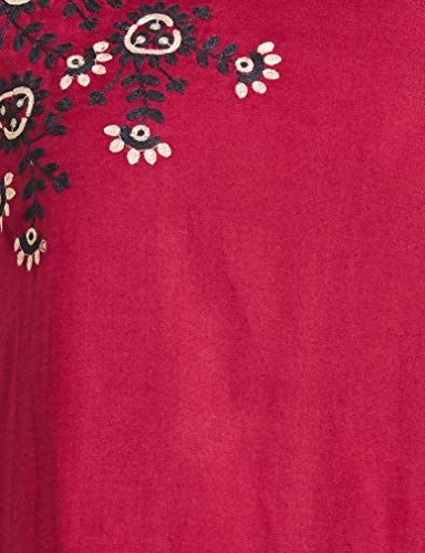 global desi Women's Rayon A-Line Midi Dress (AW19GS102DRRLMAROONS_Maroon_S)