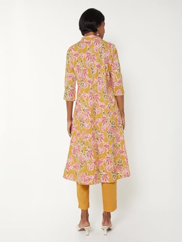 Max Women Printed A-line Kurta Set (Yellow_XXL)