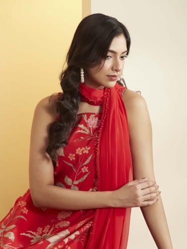 BIBA Viscose Blend Printed Straight Semi-Formal Kurta With Palazzo And Dupatta