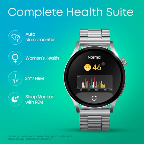 Fastrack Radiant FX4 1.51" AMOLED Metal Smart Watch with Single Sync BT Calling, Functional Crown, All-Round Health Tracking, 100+ Sports Modes, IP68 – Smartwatch for Man & Woman (Black)