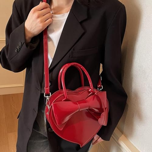 LOOM TREE® Women Handbag Clutch Decor Funny Heart Shaped Purse For Summer Dating Travel Red | Womens Handbags & Bags