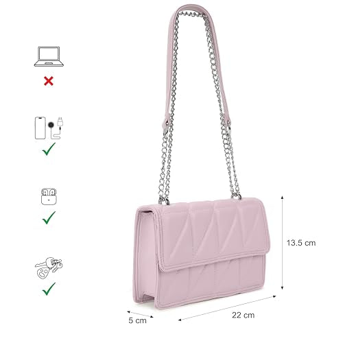 Fastrack Casual Sling Bag with Magnet Button Closure for Girls, Small Size with Internal Organiser, Handheld Design and Metal Chain Sling