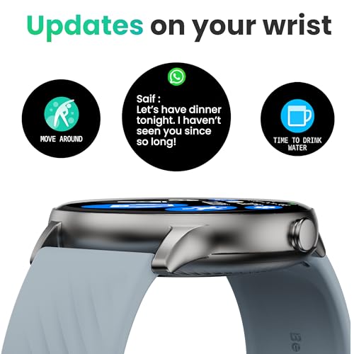 GOBOULT Dire Smartwatch 1.38'' 2.5D Curved HD Display, BT Calling, 500 Nits Brightness, IP67, 250+ Watchfaces, 120+ Sports Modes, AI Voice Assistant, SpO2 Monitoring (Blue)