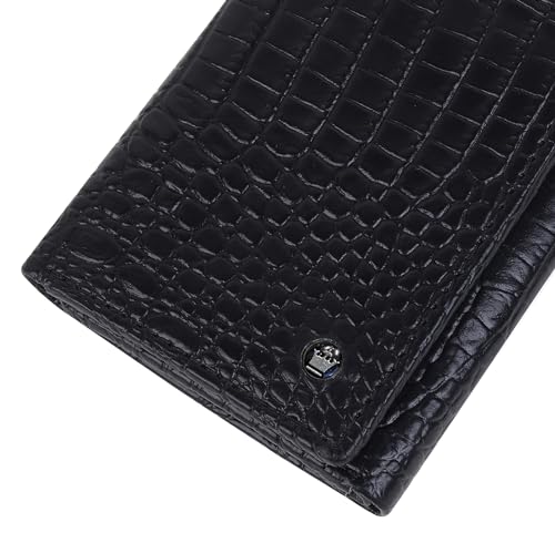 Louis Philippe Wallet for Men Tri-Fold Slim & Sleek Pattern Genuine Leather (Black) | Without Brand Box