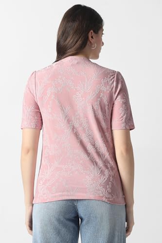 Women Pink Textured Formal Round Neck Top