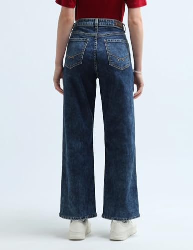 U.S. POLO ASSN. High Rise Wide Leg Jeans (UWAW24JEN158_Blue_28)