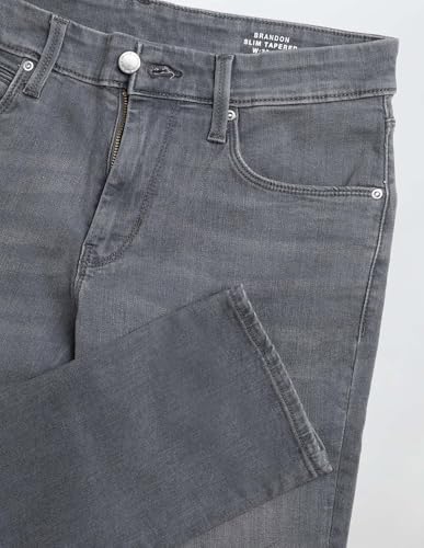 U.S. Polo Assn. Denim Co. Men's Brandon Slim Tapered Fit Grey Jeans (UDJEN1853_Mid Grey Wash_36)