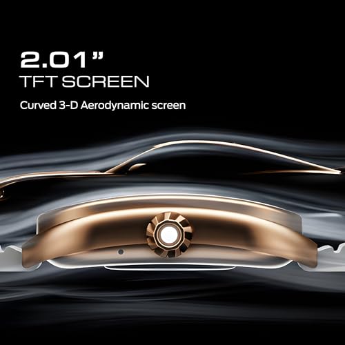 GOBOULT Mustang Muscle Smart Watch 2.01'' 3D Curved Display, Convertible Strap, Premium Metallic Crown, BT Calling, 600 Nits Brightness, AI Assistant, IP68 (Extra Starp, White Armor)