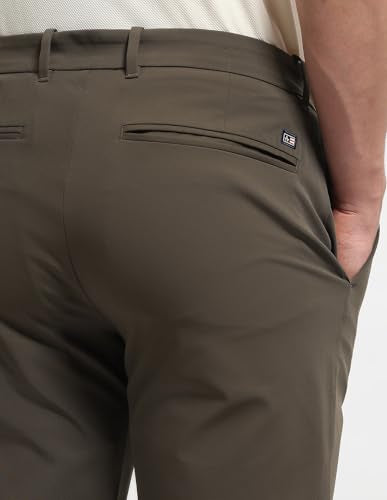 Arrow Sport Men's Hudson Tailored Fit Mid Rise Trousers (ASALTR2614_Brown_34)