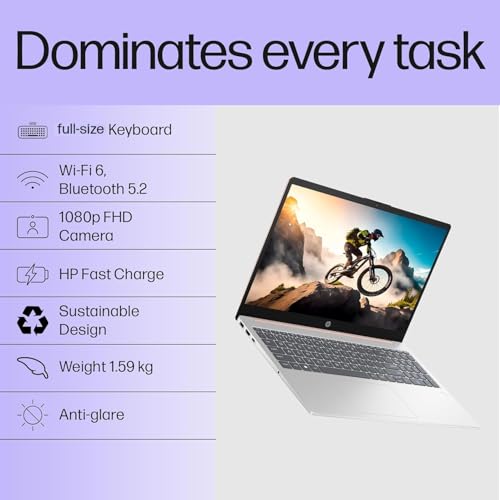 HP 15, 13th Gen Intel Core i3-1315U, 8GB DDR4, 512GB SSD, (Win 11, Office 21, Grey, 1.59kg), Anti-Glare, Micro-Edge,15.6-inch(39.6cm), FHD Laptop, Intel UHD Graphics, 1080p FHD Camera, fd0006TU