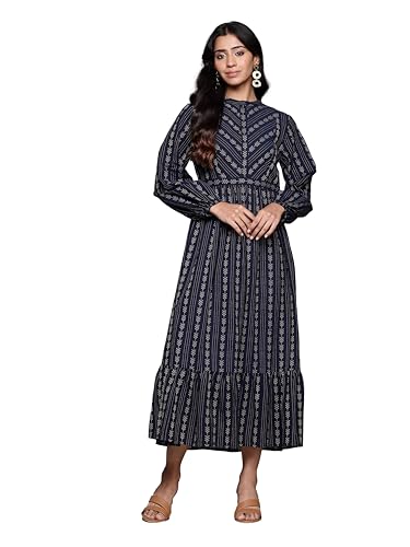 Ritu Kumar Round Neck Full Sleeves Long Dress Blue