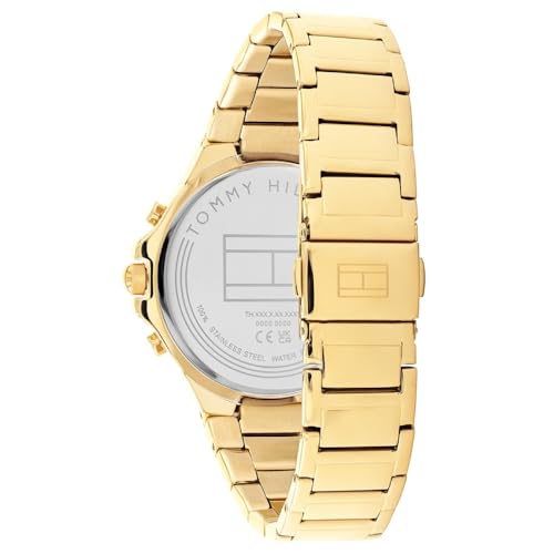 Tommy Hilfiger Sienna Quartz Multifunction Black Dial Gold Stainless Steel Strap Watch for Women
