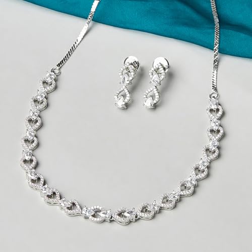 VOYLLA Silver Plated Brass Necklace Set From Sparkling Elegance