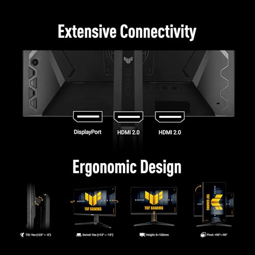ASUS TUF Gaming Series 5 23.8” 1080P Monitor (VG249QML5A) - Fast-IPS, 240Hz, 0.3ms, G-SYNC Compatible, FreeSync Premium, 99% sRGB, Height Adjustable, DisplayWidget, Gaming AI, 3 yr Warranty
