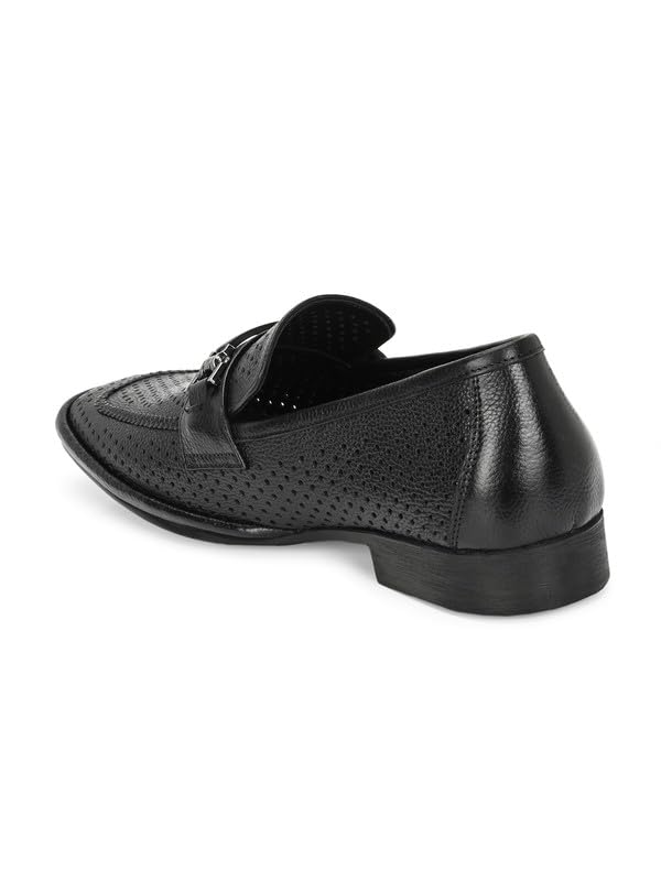 HITZ Men's Black Leather Formal Slip On Shoes - UK 8