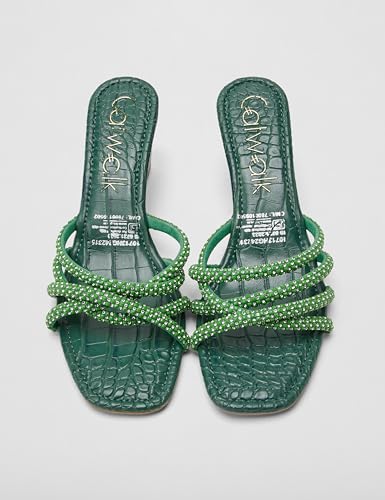 Catwalk Women Stylised SLIP-ON Wedges | For Women & Girls (GREEN,8 UK)