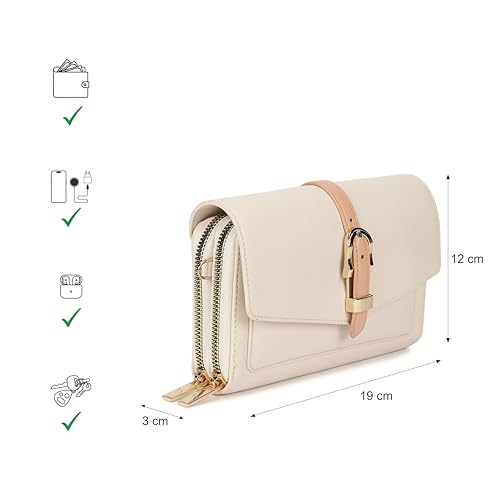 Fastrack Buckle Belle Sling | Faux-Leather Women’s Handbag | Buckle-Detail Flap, Two Compartments, Card Slots, Zipper Pocket & Chain Strap