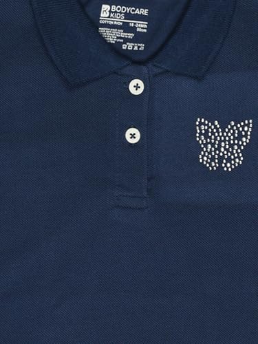 BODYCARE Girls Polo Neck Half Sleeves Solid Tshirt - Dark Navy